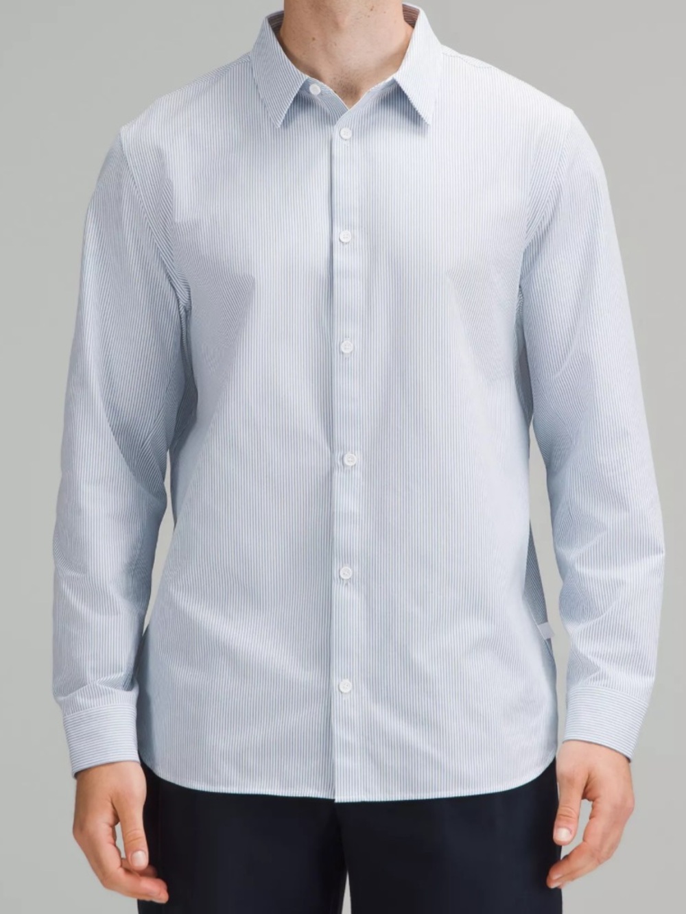 lululemon athletica New Venture Long-Sleeve Shirt in Light Blue Stripe (Medium)